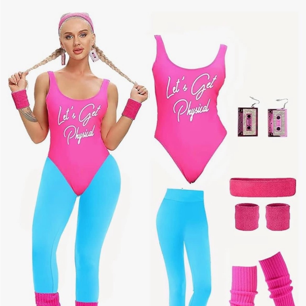 80's-90's Barbie-style workout costume.
Size adult small. GUC